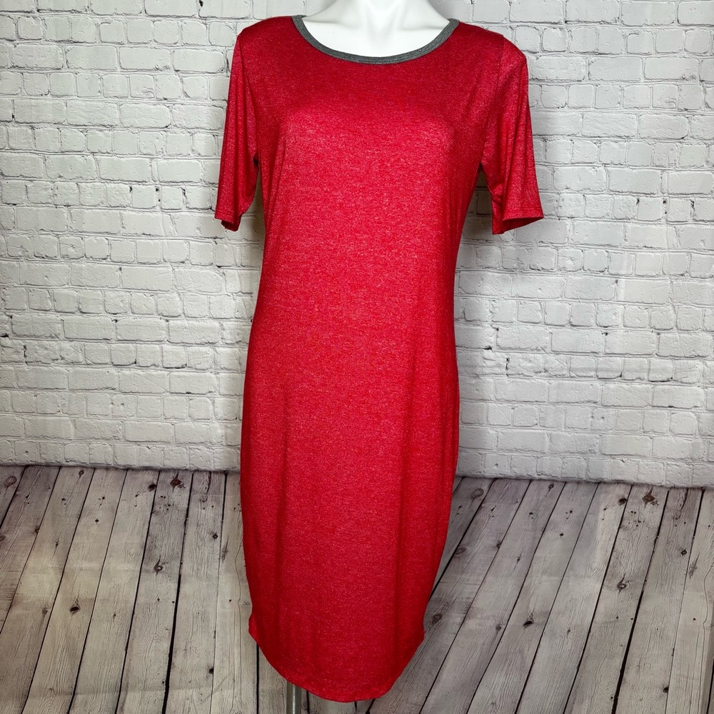 LuLaRoe Vibrant Heathered Red Julia Dress